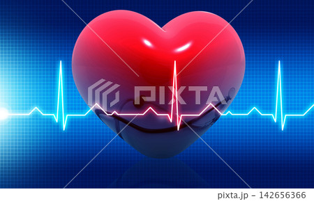 Ecg graph with heart 142656366