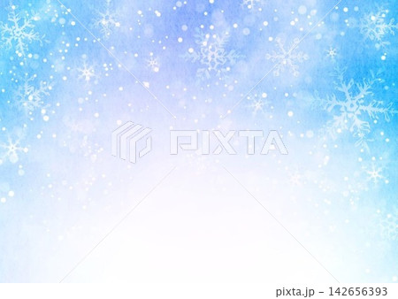 水彩画の雪柄背景 142656393