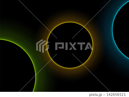 Colorful glowing linear spiral circles abstract technology minimal background 142656521