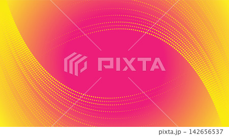 Bright pink and yellow minimal curved dotted lines abstract background Bright pink and yellow minimal curved dotted lines abstract background 142656537