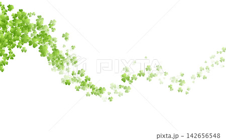 Wave of green shamrocks on white background 142656548