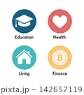 Living condition icons infographic illustration. 142657119
