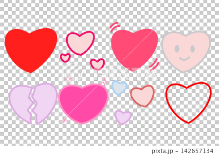 A set of 8 simple and cute heart icons. A set of 8 simple and cute heart icons. 142657134