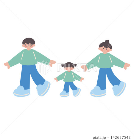 お揃いの服着た親子家族人物イラスト お揃いの服着た親子家族人物イラスト 142657542
