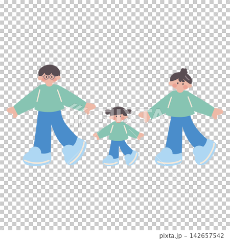 お揃いの服着た親子家族人物イラスト お揃いの服着た親子家族人物イラスト 142657542