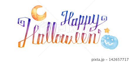 ハロウィン　手書き文字　水彩 イラスト 142657717
