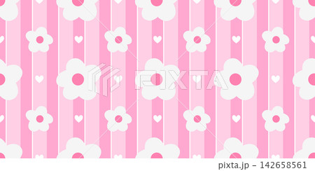 Daisy cute vector for gingham kawaii pattern and girly heart seamless. Flower tiny coquette for stripe damask floral and print bg summer. Cover ditsy design for fabric core plaid and easter. 142658561
