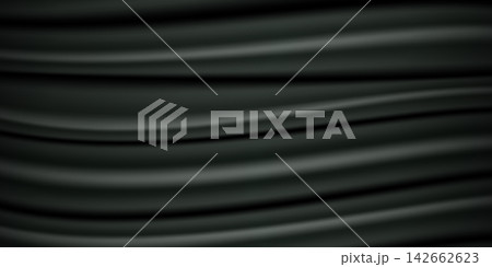 luxurious background of black silk drapery. fabric with a silk texture. 3D vector illustration. 142662623