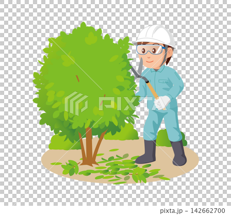 男子修剪花園樹木（01） 142662700