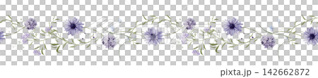 Horizontal Banner watercolor illustration with violet wildflower botanical. Seamless border or frame with hand drawn illustration Frame with echinacea or daisy and purple phlox. Horizontal Banner watercolor illustration with violet wildflower botanical. Seamless border or frame with hand drawn illustration Frame with echinacea or daisy and purple phlox. 142662872