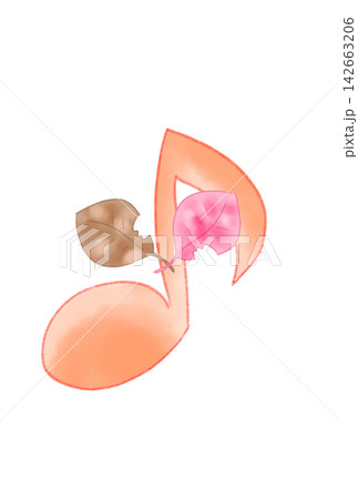 落ち葉の付いた音符 142663206