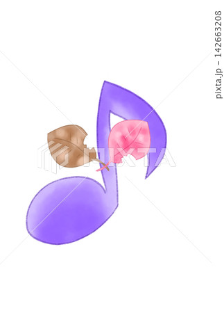 落ち葉の付いた音符 落ち葉の付いた音符 142663208
