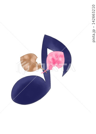 落ち葉の付いた音符 落ち葉の付いた音符 142663210