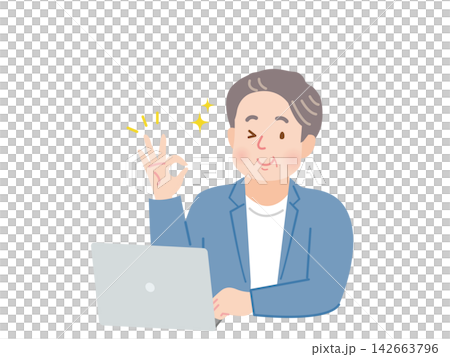在計算機上工作的中年男子 142663796