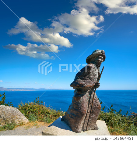 Pilgrim Statue Finisterre end of Saint James way Pilgrim Statue Finisterre end of Saint James way 142664451