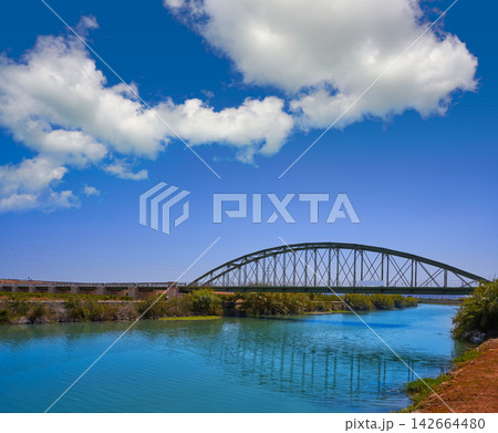 Jucar Xuquer river bridge in Fortaleny Jucar Xuquer river bridge in Fortaleny 142664480