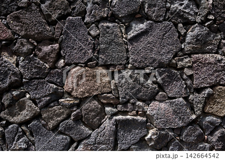 Lanzarote lava stone black masonry wall Lanzarote lava stone black masonry wall 142664542