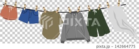 Illustration of hanging laundry Illustration of hanging laundry 142664775