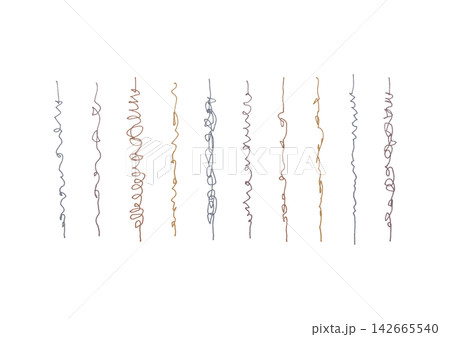 手描きの絡まった縦線のセット（茶色・グレー） 142665540