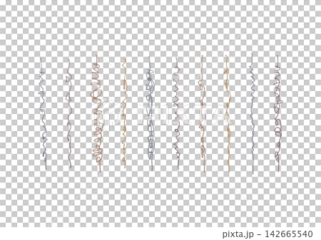 手描きの絡まった縦線のセット（茶色・グレー） 142665540