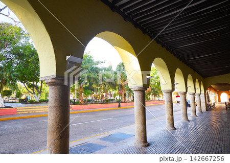 Merida city arcade arcs of Yucatan Mexico Merida city arcade arcs of Yucatan Mexico 142667256