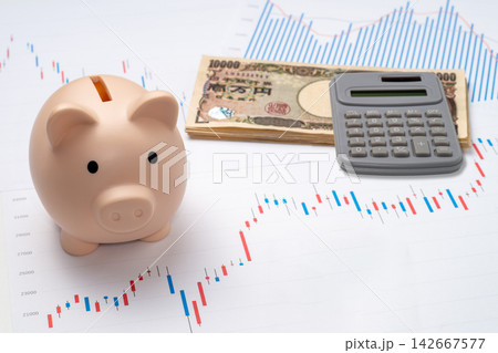 株価チャートと貯金で考える資産形成のイメージ 株価チャートと貯金で考える資産形成のイメージ 142667577