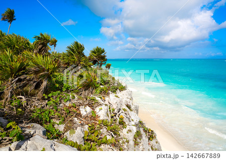 Tulum Mayan city ruins in Riviera Maya at the Caribbean Tulum Mayan city ruins in Riviera Maya at the Caribbean 142667889