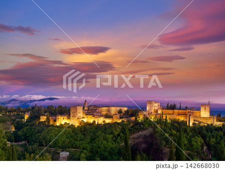Alhambra sunset in Granada of Spain 142668030