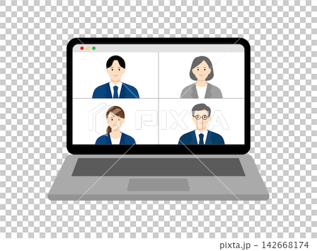 Business people participating in online meetings using their laptops. Business people participating in online meetings using their laptops. 142668174