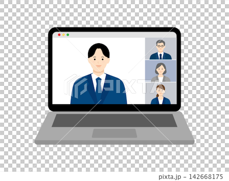 Business people participating in online meetings using their laptops. Business people participating in online meetings using their laptops. 142668175