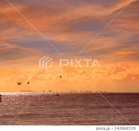 Cancun hotel zone from Isla Mujeres island 142668529