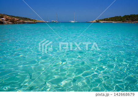 Ibiza Portinatx Arenal Petit beach in Balearics Ibiza Portinatx Arenal Petit beach in Balearics 142668679