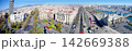 Aerial panoramic Barcelona view Port Passeig Colon 142669388
