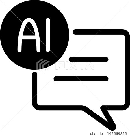 AIチャットのシンプルなアイコン　黒　ベクター 142669836