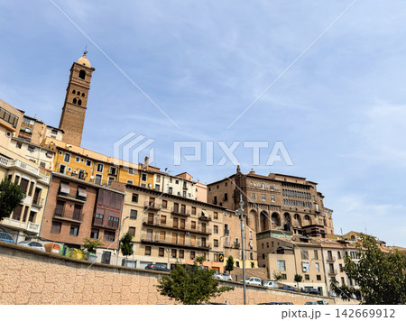 Hillside houses of Tarazona below the Mudejar tower of La Magdalena, Aragon, Spain Hillside houses of Tarazona below the Mudejar tower of La Magdalena, Aragon, Spain 142669912