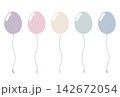 カラフルなパステルカラーの風船のイラストセット 142672054