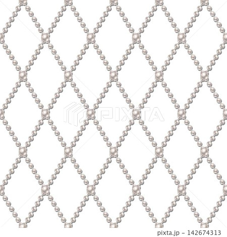 Seamless lattice pattern with white pearls Seamless lattice pattern with white pearls 142674313