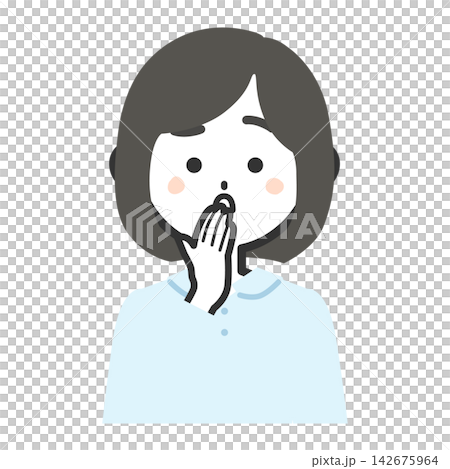 一幅女性上半身面向前方的插圖,她摀著嘴,表情憂慮。 一幅女性上半身面向前方的插圖,她摀著嘴,表情憂慮。 142675964