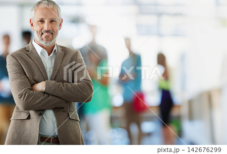 Business, man and happy office portrait, mature confident and smile for creative agency or workplace growth. Worker, employee and manager for company mission, professional vision and career pride Business, man and happy office portrait, mature confident and smile for creative agency or workplace growth. Worker, employee and manager for company mission, professional vision and career pride 142676299