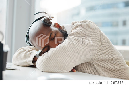 Call center, burnout or tired businessman sleeping in office fatigue from crm consulting, customer support or b2b networking. Telecom, fail or lazy African consultant exhausted by contact us workload Call center, burnout or tired businessman sleeping in office fatigue from crm consulting, customer support or b2b networking. Telecom, fail or lazy African consultant exhausted by contact us workload 142678524