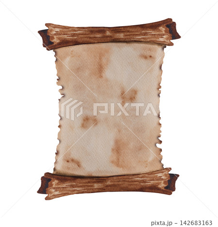 Old parchment scroll isolated on white background Old parchment scroll isolated on white background 142683163