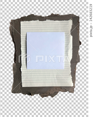 Blank Paper Note on Torn Cardboard Background Blank Paper Note on Torn Cardboard Background 142683219