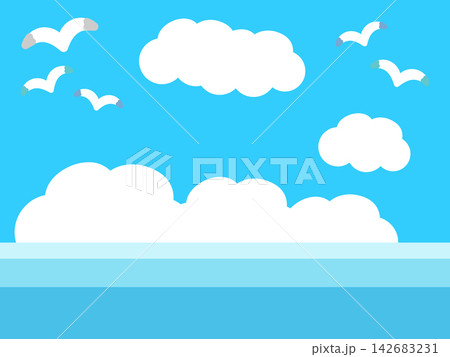 海 空 雲 かもめ 背景 イラスト 海 空 雲 かもめ 背景 イラスト 142683231