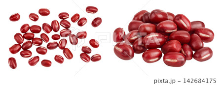Red adzuki beans isolated on white background. Top view. Flat lay. 142684175