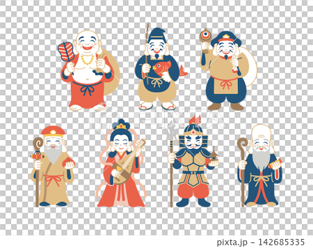 可愛的七個幸運神的插圖 可愛的七個幸運神的插圖 142685335