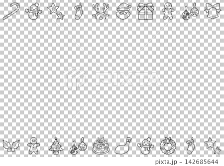 Cute hand-drawn Christmas illustration with top and bottom lines (line art) Cute hand-drawn Christmas illustration with top and bottom lines (line art) 142685644