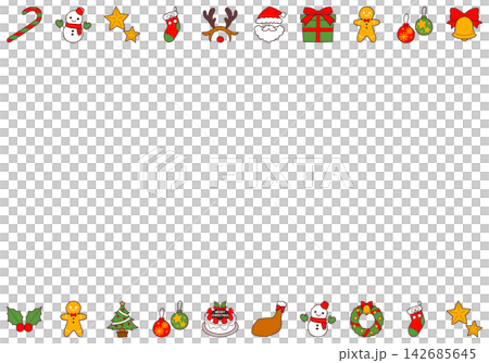 クリスマスのかわいい手描き上下ラインイラスト クリスマスのかわいい手描き上下ラインイラスト 142685645
