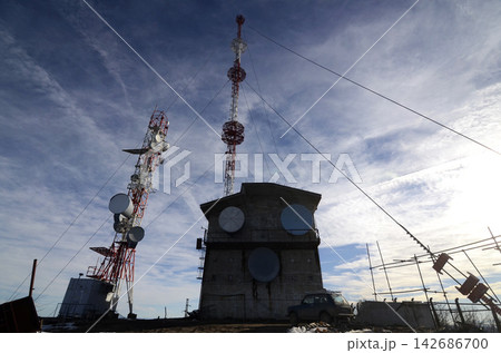 Telecommunication Towers and Satellite Dishes Under Dramatic Sky Telecommunication Towers and Satellite Dishes Under Dramatic Sky 142686700