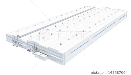 Industrial Warehouse Building 3D Render on White Background Industrial Warehouse Building 3D Render on White Background 142687064
