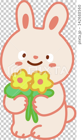Pink Bunny with Flowers Pink Bunny with Flowers 142688560